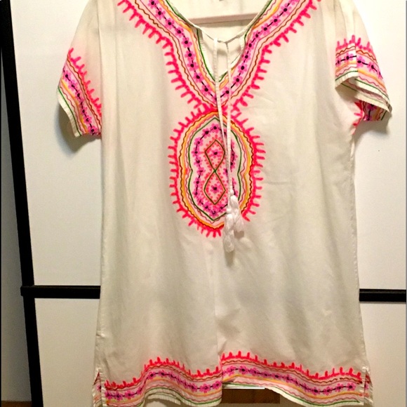 “Debbie Katz” Boho Embroidered Barely Worn Bathing Suit Cover or Long Shirt - Picture 4 of 16